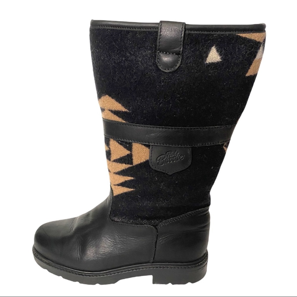 The FitFlop Black & Tan Patterned Winter Tall Boot